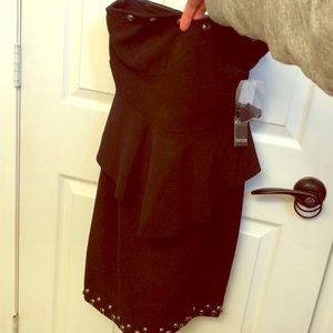 Kenzie strapless black dress with metallic studs.